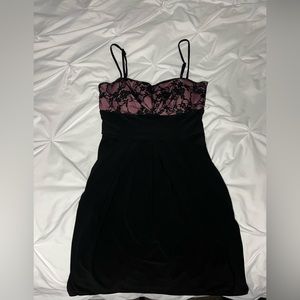 Pink/Black Lace B. Darlin Mini Dress (Size 13/14) with pockets